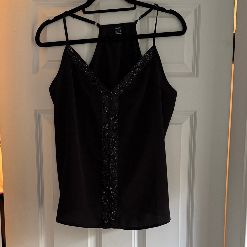 Elegant Black Sequin Women's Top